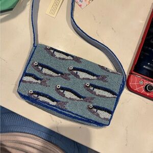Beaded Fish Design Crossbody Bag